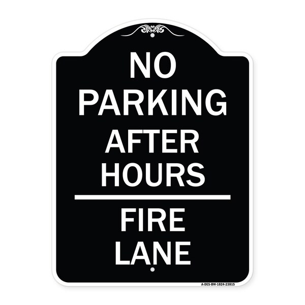 Signmission No Parking After Hours Fire Lane Heavy-Gauge Aluminum Architectural Sign, 24" x 18", BW-1824-23815 A-DES-BW-1824-23815 - main